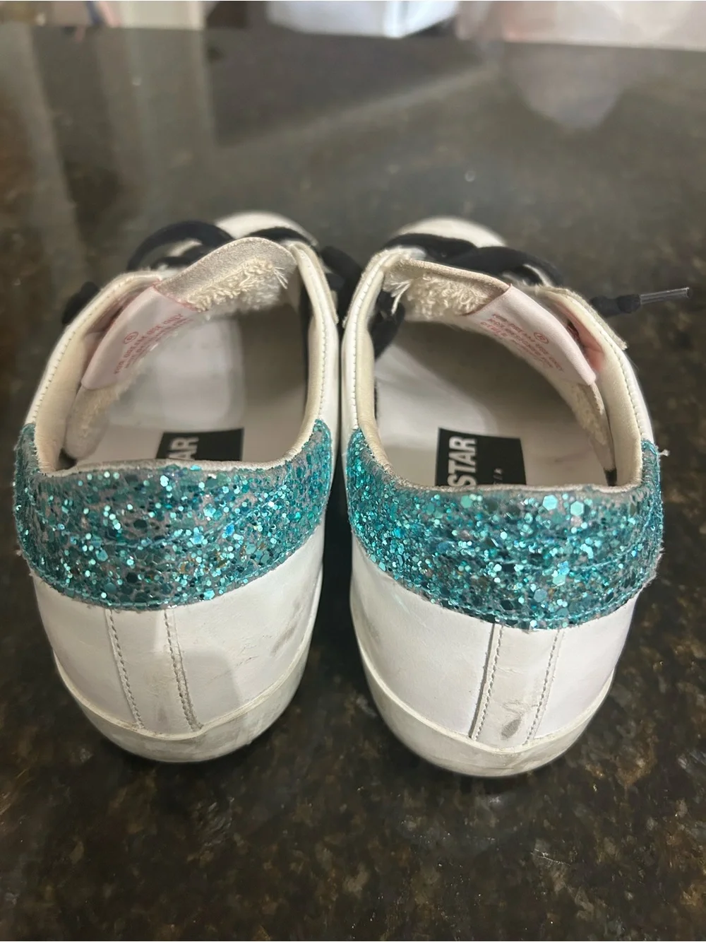 Golden Goose White Sneakers with Black Laces and Beige Snake-Print Star - Picture 8 of 8
